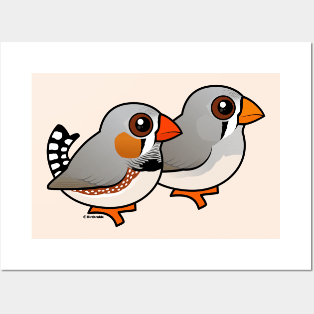 Cute Zebra Finch Pair Wall Art by birdorable